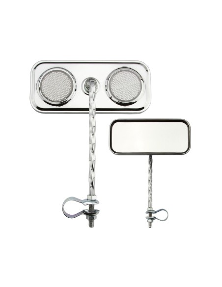Rectangle Square Twisted Mirror Chrome Clear Reflectors.